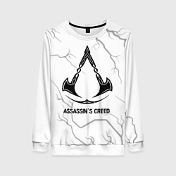 Свитшот женский Assassins Creed glitch на светлом фоне, цвет: 3D-белый