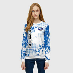 Свитшот женский Subaru blue logo, цвет: 3D-белый — фото 2