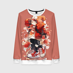 Свитшот женский Милая аниме мишка, цвет: 3D-белый