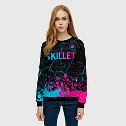 Свитшот женский Skillet - neon gradient: символ сверху, цвет: 3D-черный — фото 2