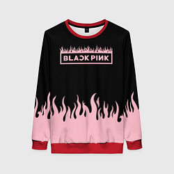 Свитшот женский Blackpink - flames, цвет: 3D-красный