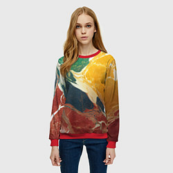 Свитшот женский Мраморная радуга, цвет: 3D-красный — фото 2