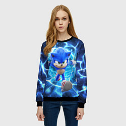 Свитшот женский Sonic electric waves, цвет: 3D-черный — фото 2