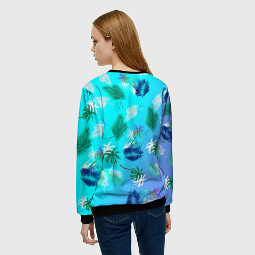 Женский свитшот Пальмы на голубом градиенте / 3D-Черный – фото 4