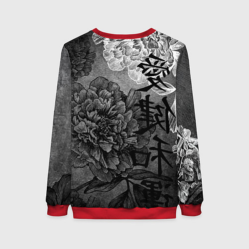 Женский свитшот Flowers - japanese art / 3D-Красный – фото 2