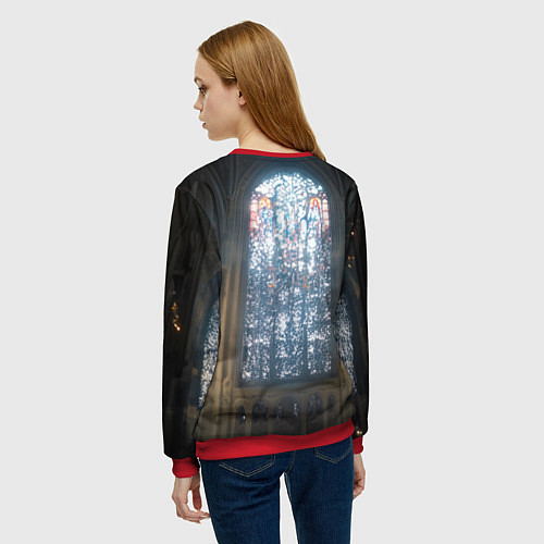 Женский свитшот Монашка 2b от нейросети / 3D-Красный – фото 4