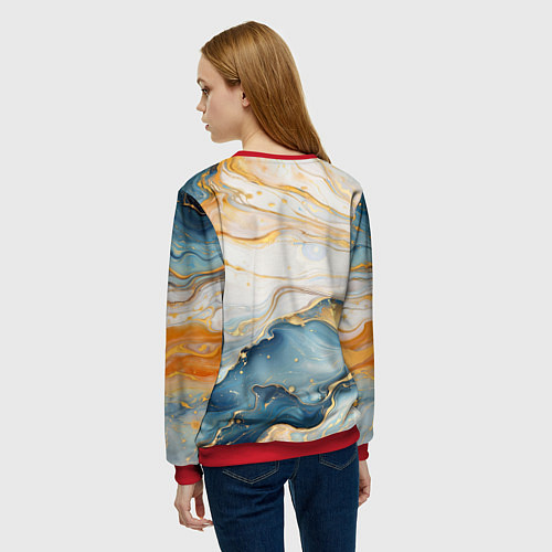 Женский свитшот Мраморная абстракция / 3D-Красный – фото 4