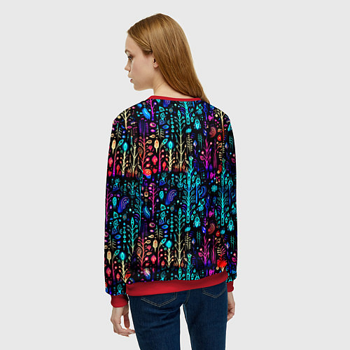 Женский свитшот Флуоресцентные Цветы / 3D-Красный – фото 4