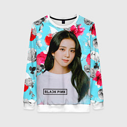 Свитшот женский Jennie Kim Blackpink flowers, цвет: 3D-белый