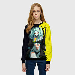 Свитшот женский Rebecca - Cyberpunk Edgerunners, цвет: 3D-черный — фото 2