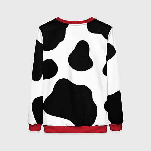 Женский свитшот Принт - пятна коровы / 3D-Красный – фото 2