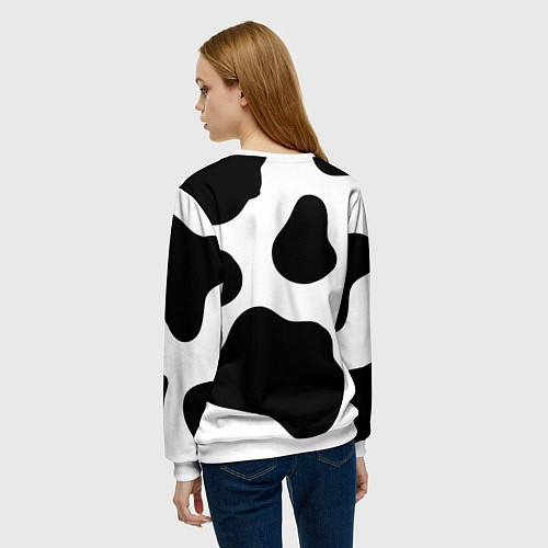 Женский свитшот Принт - пятна коровы / 3D-Белый – фото 4