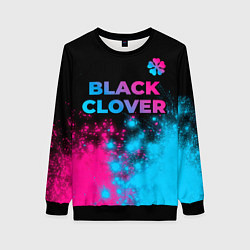 Свитшот женский Black Clover - neon gradient: символ сверху, цвет: 3D-черный