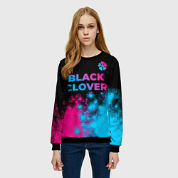 Свитшот женский Black Clover - neon gradient: символ сверху, цвет: 3D-черный — фото 2