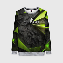 Свитшот женский CS GO green black abstract, цвет: 3D-меланж