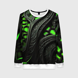 Свитшот женский Green black abstract, цвет: 3D-белый