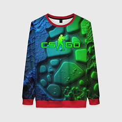 Свитшот женский CS GO green black abstract, цвет: 3D-красный