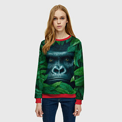 Свитшот женский Горилла в кустах, цвет: 3D-красный — фото 2