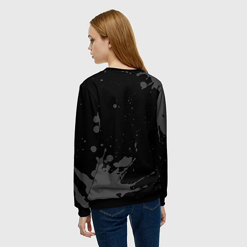 Женский свитшот Date A Live glitch на темном фоне: надпись, символ / 3D-Черный – фото 4