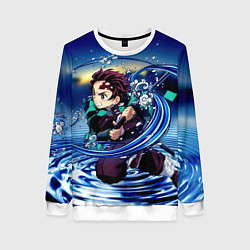 Свитшот женский Танджиро Камадо Клинок, рассекающий демонов, цвет: 3D-белый