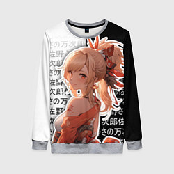 Свитшот женский Ёимия - геншин импакт - иероглифы, цвет: 3D-меланж