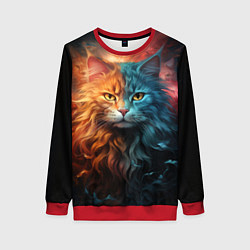 Свитшот женский Сердитый котик, цвет: 3D-красный