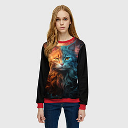 Свитшот женский Сердитый котик, цвет: 3D-красный — фото 2