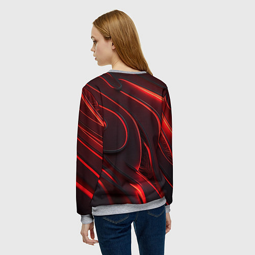 Женский свитшот CSGO red abstract / 3D-Меланж – фото 4