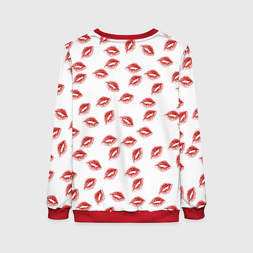 Женский свитшот Поцелуи - паттерн / 3D-Красный – фото 2