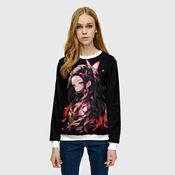Свитшот женский Незуко комадо из клинка, цвет: 3D-белый — фото 2