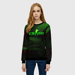 Свитшот женский CS GO green logo, цвет: 3D-черный — фото 2