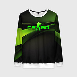 Свитшот женский CS GO black green logo, цвет: 3D-белый