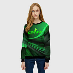 Свитшот женский CS GO green abstract, цвет: 3D-черный — фото 2