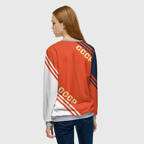 Женский свитшот Ленин на красном фоне / 3D-Меланж – фото 4