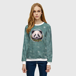 Свитшот женский Милая мордочка панды с бамбуком, цвет: 3D-белый — фото 2