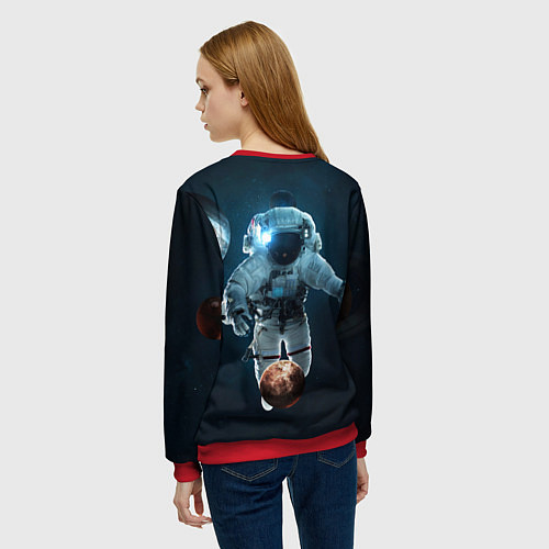 Женский свитшот Космонавт планеты / 3D-Красный – фото 4