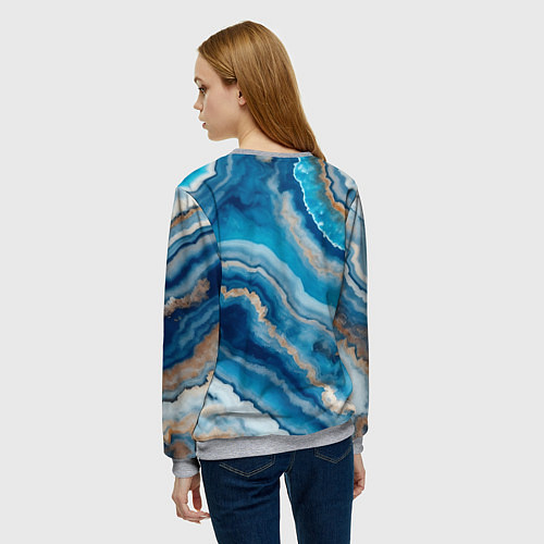 Женский свитшот Текстура голубого океанического агата / 3D-Меланж – фото 4