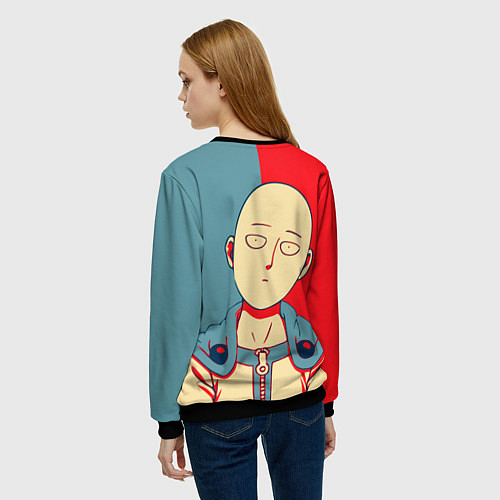 Женский свитшот Saitama hero face / 3D-Черный – фото 4