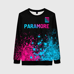 Свитшот женский Paramore - neon gradient: символ сверху, цвет: 3D-черный