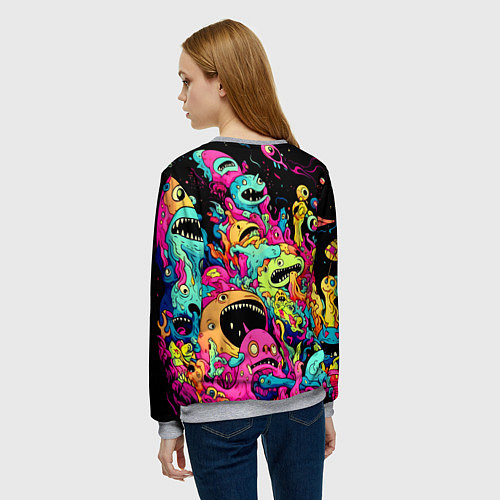 Женский свитшот Космические зубастые монстры / 3D-Меланж – фото 4