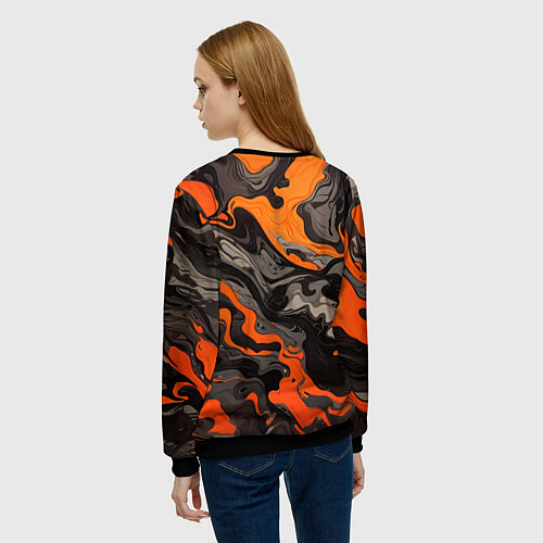 Женский свитшот Оранжево-черный камуфляж / 3D-Черный – фото 4