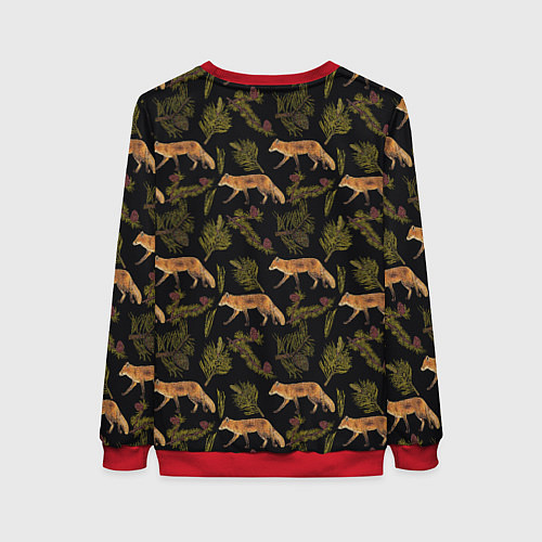Женский свитшот Лиса и хвоя / 3D-Красный – фото 2