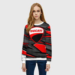 Свитшот женский Ducati - red stripes, цвет: 3D-белый — фото 2