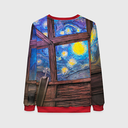 Женский свитшот Берсерк и небо Ван Гога / 3D-Красный – фото 2