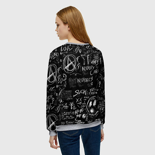 Женский свитшот Токийский гуль - Dead inside mood / 3D-Меланж – фото 4