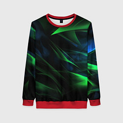 Свитшот женский Dark green background, цвет: 3D-красный