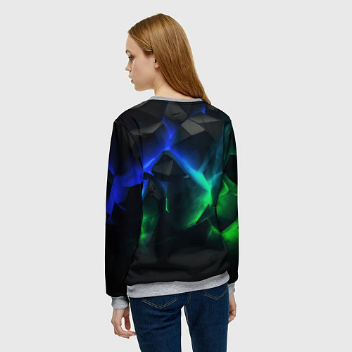 Женский свитшот Разлом синих и зеленых плит / 3D-Меланж – фото 4