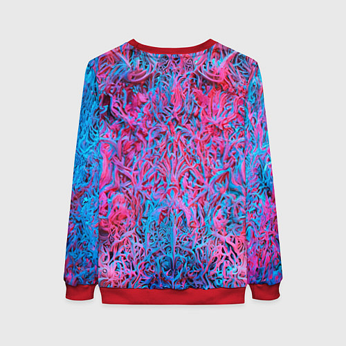Женский свитшот Лис из розово-голубых узоров / 3D-Красный – фото 2