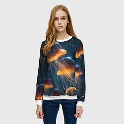 Свитшот женский Люминисцентные медузы, цвет: 3D-белый — фото 2