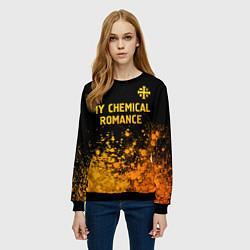 Свитшот женский My Chemical Romance - gold gradient: символ сверху, цвет: 3D-черный — фото 2